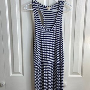 J. Crew size M blue and white striped maxi dress with elastic waste gently used